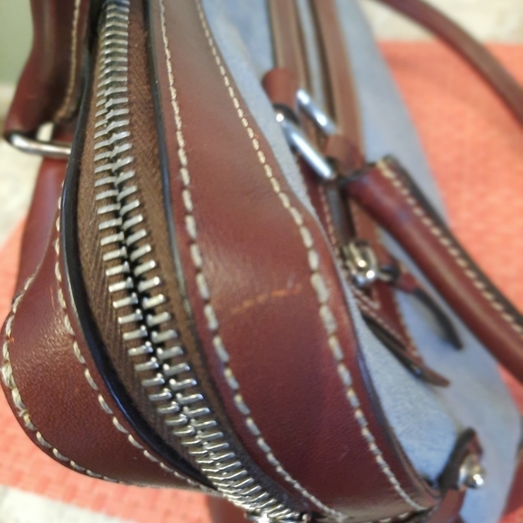 Dooney‎ & Bourke Denim Handbag with Chocolate Brown Leather Large Purse - Picture 12 of 14